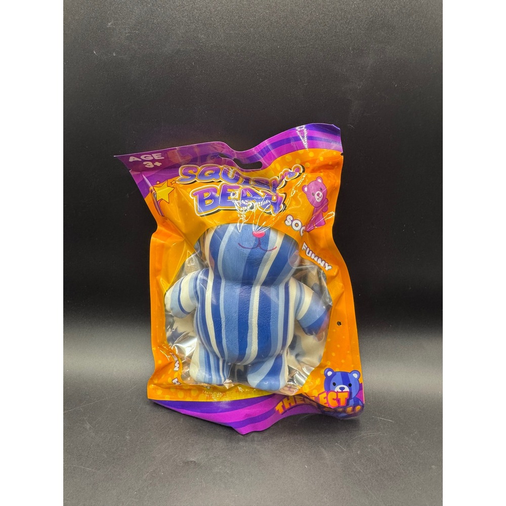 Squishy Bear Blue White Striped Slow Rise Foam Toy New Sealed Bag Old East Main